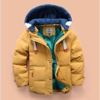 Dívčí oblečení Chlapecká péřová zimní bunda s kapucí Barva: Žlutá, Velikost: 10T