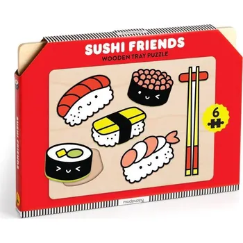 Dřevěná hračka Mudpuppy Dřevěné puzzle Přátelé sushi