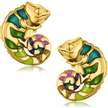 Náušnice POSTŘÍBŘENÉ NÁUŠNICE CHAMELEONI PRO DÍVKU, STŘÍBRO 925, PUSKOVÉ ZAPÍNÁNÍ