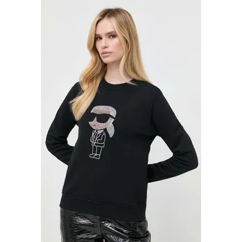 Dámská mikina Mikina Karl Lagerfeld dámská, černá barva, s aplikací 235W1870 99X, vel. XL