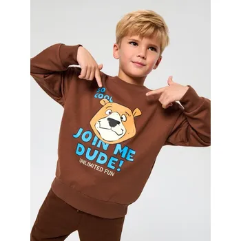 Chlapecká mikina Sinsay - Mikina s potiskem - hnědá - 871GE-88X - 871GE-88X-98