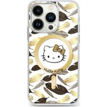 Pouzdro na mobilní telefon Hello Kitty Pouzdro Hello Kitty HKHMP16XHGLEH pro iPhone 16 Pro Max 6.9 (bílé/bílé) s magnetem a zlatými listy (MagSafe)