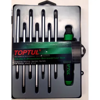 Šroubovák SADA 14v1 ŠROUBOVÁKŮ S MAGNETEM BITY TORX PH SL 8 DÍLŮ TOPTUL