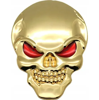Samolepicí dekorace na vozidlo NÁLEPKA LEBKA 3D EMBLEM NA MOTORKU AUTO ZLATÁ