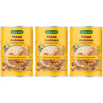 Maková náplň bílá hmota z bílého máku Bakalland 3x400 g marcipánová hmota