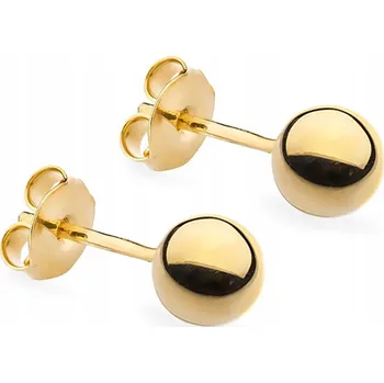 Náušnice NÁUŠNICE KULIČKY STŘÍBRO 925 POZLÁCENÉ 24K 5mm PUZETKY