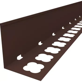 Terasový ukončovací profil L (2000×110) (hnědá RAL 8017) (Terasová lišta z hliníkového plechu | tloušťka 1,0 mm | délka 2000 mm | čelní výška 110 mm | hnědá RAL 8017)