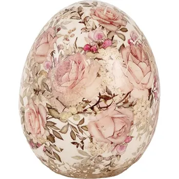 Keramická dekorace vajíčko s růžemi Rosien M – 10x12 cm