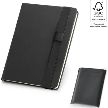 Zápisník SHAKESPEARE. Poznámkový blok A5 z PU s hladkými listy v barvě slonové kosti - Černá