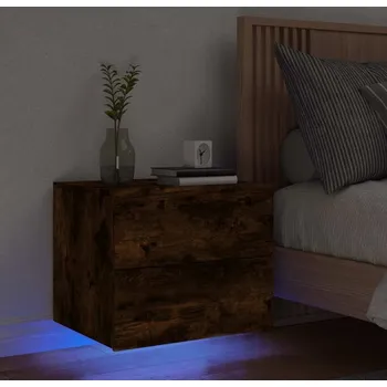 Noční stolek vidaXL Nástěnný noční stolek s LED osvětlením [836816] Barva: kouřový dub