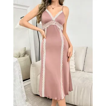 Dámská noční košile Dlouhá noční růžová košilka Barva: Růžová, Velikostní tabulka: XL