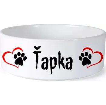 Miska pro psa Miska pro psa se jménem Ťapka (Keramická miska na krmivo pro psy)