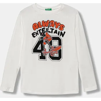 Dětské bavlněné tričko s dlouhým rukávem United Colors of Benetton 3JERC10QO.G.seasonal bílá 00X, vel. 120