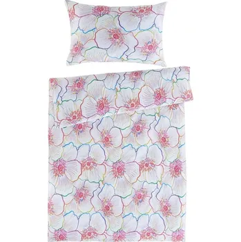 Povlečení TipTrade (CZ) • Saténové ložní povlečení Bloom s velkými květy ibišků - Bedtex Exclusive - 100% prémiová bavlna - 70 x 90 cm + 140 x 200 cm