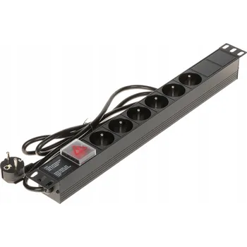 Napájecí kabel Zásuvková lišta Delta PD-6/R , 6 zásuvek, 1,8 m, černý