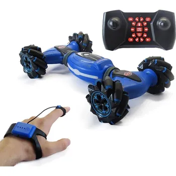 RC model auta Velké RC auto 360° ovládané pohybem ruky nebo ovladačem – modré