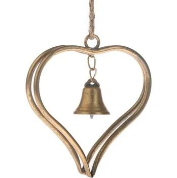 Kovové závěsné srdce se zvonkem 13,5cm