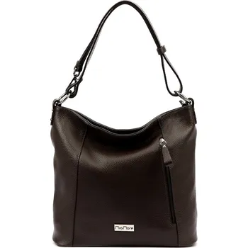 Kabelka Středně velká kožená tmavěhnědá kabelka na rameno i crossbody MiaMore 145