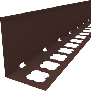 Terasový ukončovací profil L (2000×130) (hnědá RAL 8017) (Terasová lišta z hliníkového plechu | tloušťka 1,0 mm | délka 2000 mm | čelní výška 130 mm | hnědá RAL 8017)