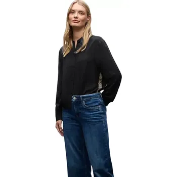 Dámská tunika Dámská elegantní viskózová košile s leopardím pruhem Street One 346126 černá velikost 40