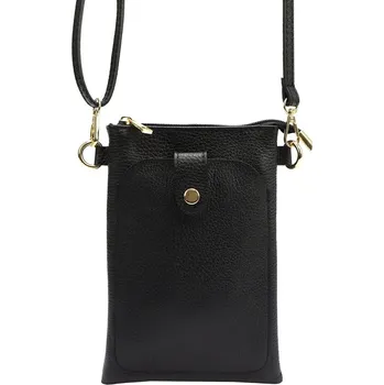 Kabelka Malá kožená dvouoddílová crossbody kabelka (pouzdro na mobil) Luka černá