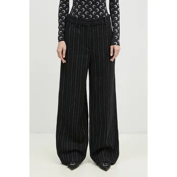 Vlněné kalhoty Kenzo Stripped Wide Pants, 36, černá, 99X