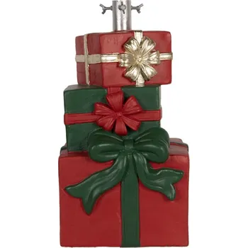 Vánoční ozdoba Dekorativní stojan na vánoční stromek ve tvaru červeno-zelených dárkových balíčků – 28x26x48 cm