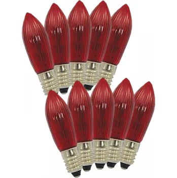 Vánoční dekorace Žárovky E-10 14V 3W červené (10ks) pro vánoční řetězy (1ks)