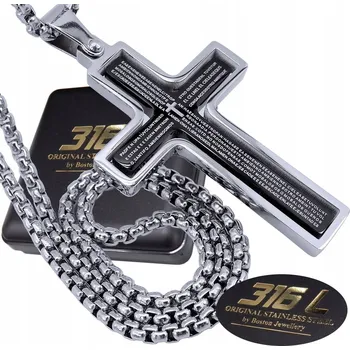 Řetízek BOSTON JEWELLERY® Stříbrný řetízek s křížem z oceli 316L, oboustranný kříž