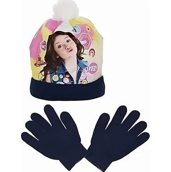 Čepice Soy Luna - souprava čepice a rukavice, tm. modrá, 54