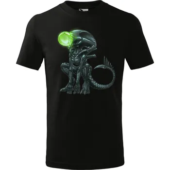 Textilie k potisku Unisex tričko s potiskem VETŘELEC a zelená koule Barva: Modrá, Velikost: L