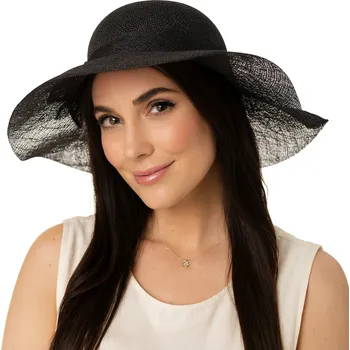 Šála SEEBERGER Cloche černý slavnostní klobouk s ozdobou - ze sisálové slámy Velikost: Unisize (S-XL)