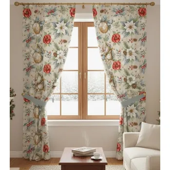 Vánoční dekorace Vánoční Zavesy Hotové Betlémská Hvězda Fabrizio (SM) 140 x 240 cm