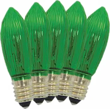 Vánoce Žárovky 14V 3W E-10 zelené (5ks) pro vánoční řetězy (1ks)