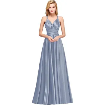Dámské šaty Dlouhé víceúčelové šaty s otevěnými zády pro ples či svatbu Barva: Modrá, Velikost: 3XL