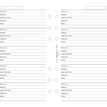 Diář Filofax, Seznam hesel pro diáře, osobní, bílá