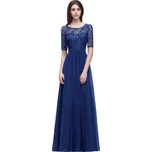 Dlouhé šifonové šaty v áčkovém střihu pro slavnostní a svatební hosty Barva: Safírová, Velikost: 7XL