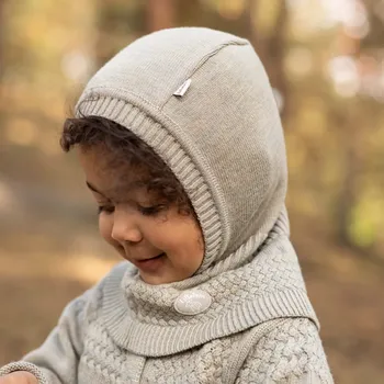 Kukla Merino kukla Balaclava "Beige" Lillelam VELIKOST: 6-12 měsíců