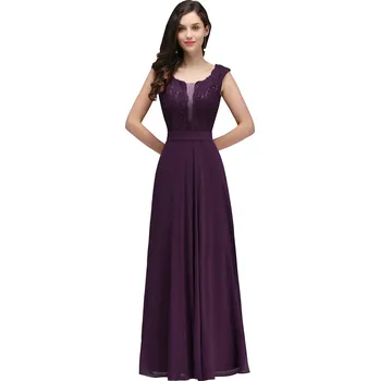 Dámské šaty Elegantní večerní šaty bez rukávů s krajkou a áčkovým střihem Barva: Fialová, Velikost: S