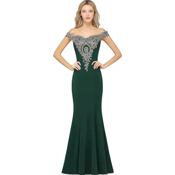 Dámské šaty Krajkové šaty s krátkou vlečkou a výšivkou pro elegantní galavečery Barva: Zelená, Velikost: 5XL