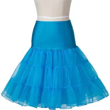 Dámská sukně Krátká sukně z organzy – vintage styl pro tanec a večírky Barva: Modrá, Velikost: L