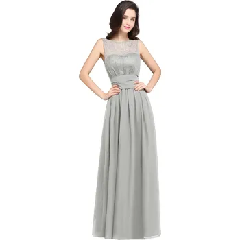 Dámské šaty Dlouhé krajkové šaty bez rukávů s otevřenými zády pro ples Barva: Stříbrná, Velikost: XL