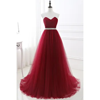 Dámské šaty Tylové večerní šaty s flitry a šněrováním pro plesové příležitosti Barva: Bordová, Velikost: L