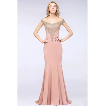 Dámské šaty Dlouhé šaty bez ramen s krajkovými aplikacemi pro slavnostní večery Barva: Růžovo-Zlatá, Velikost: M