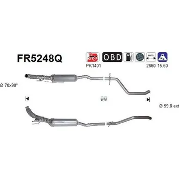 Filtr pevných částic Filtr sazových částic, výfukový systém AS FR5248Q