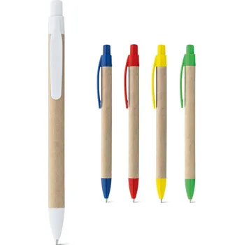 REMI. Kuličkové pero vyrobené ze 100% recyklovaného papíru s klipem - Žlutá