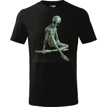 Textilie k potisku Unisex tričko s potiskem MIMOZEMŠŤAN (sedící postava) Barva: Zelená, Velikost: S