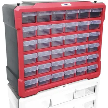 MAGG 120296 Skříňka plastová na šroubky 36 šuplíků, 330x380x160 mm