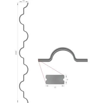 Zábradlí Mřížová výplň hladká 2000x65mm s drážkou, profil 12x6mm