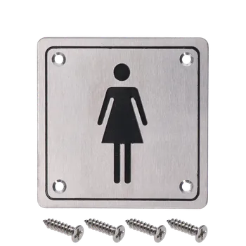 Nerezový piktogram `Dámy`, hranatý, rozměry: 100x100x1,2 mm, broušená nerez K320 / AISI304